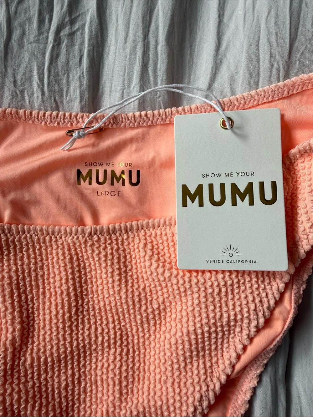 Show Me Your MuMu Malta Bikini Bottoms Peach Serbert Scrunch NWT